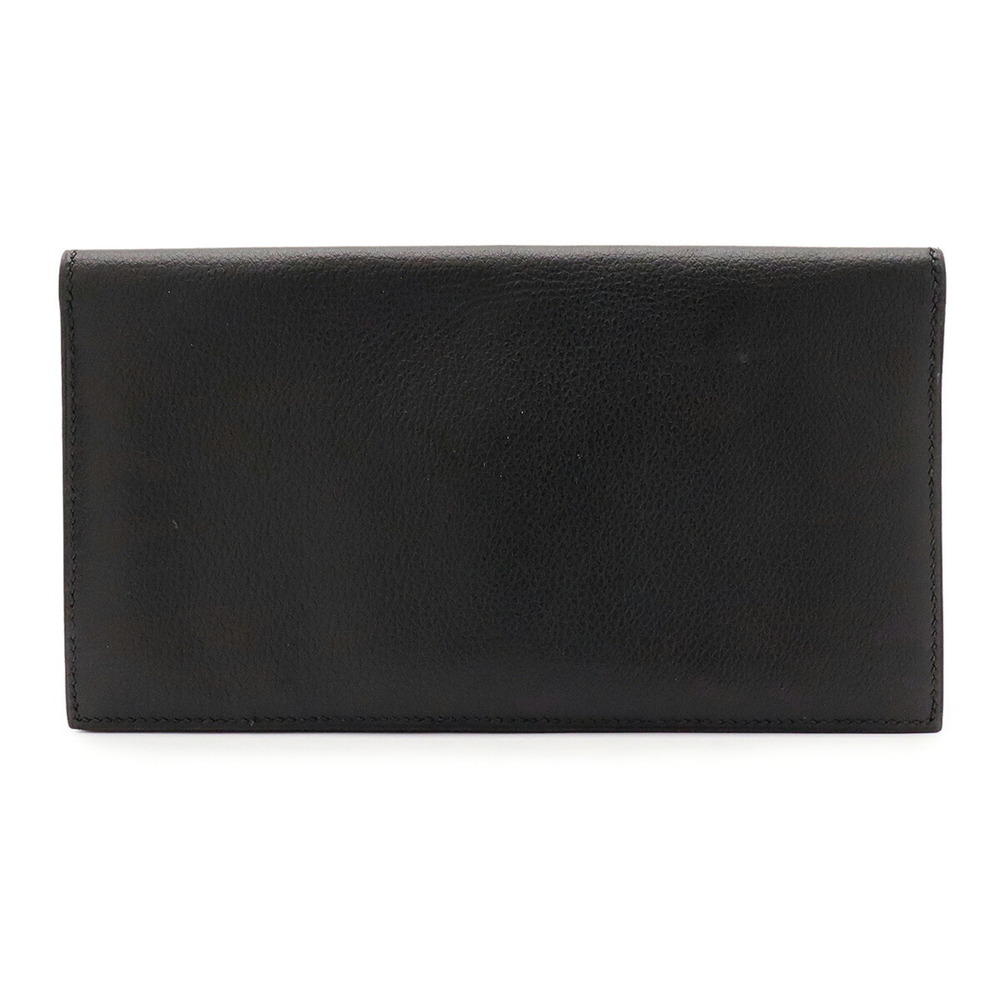 HERMES MC2 Fleming Bi-fold Long Wallet, Leather, Black, EEI Stamp
